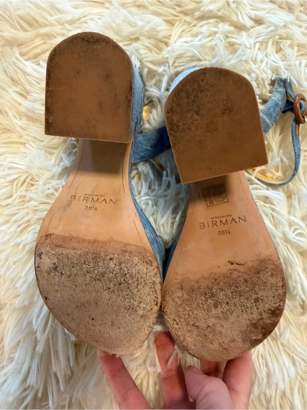 Alexandre Birman Light Blue Denim Platform Sandals with Ankle Strap